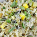 fettucine tossed with zucchini in a rich cream sauce
