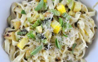 fettucine tossed with zucchini in a rich cream sauce