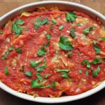 casserole dish with deconstructed cabbage rolls casserole in it